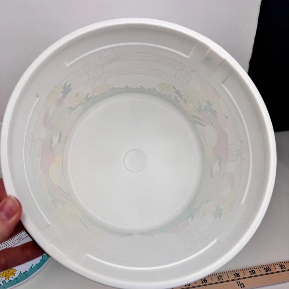 2 Vtg Round Plastic Happy Easter Basket Ice Cream Bucket Myrle's Original No Lid